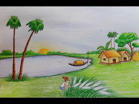 رسم منظر طبيعي باليد - رسومات مناظر طبيعية باليد وتلوينها 854 3