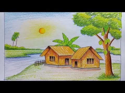 رسم منظر طبيعي - طريقه رسم احلى المناظر الطبيعيه 3874 12