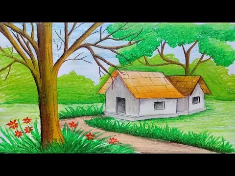 رسم منظر طبيعي باليد - رسومات مناظر طبيعية باليد وتلوينها 854 1