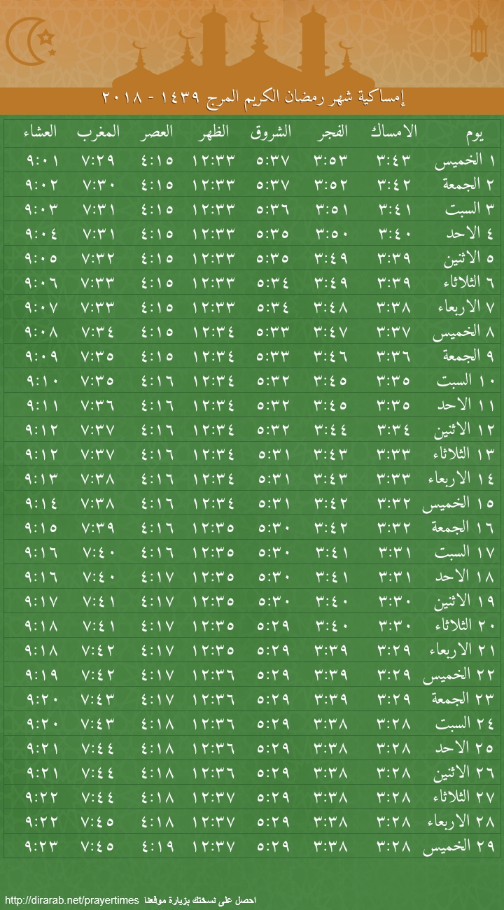 امساكية رمضان 2020 ليبيا- مواقيت الصلاة فى الجزائر برمضان 3315 2